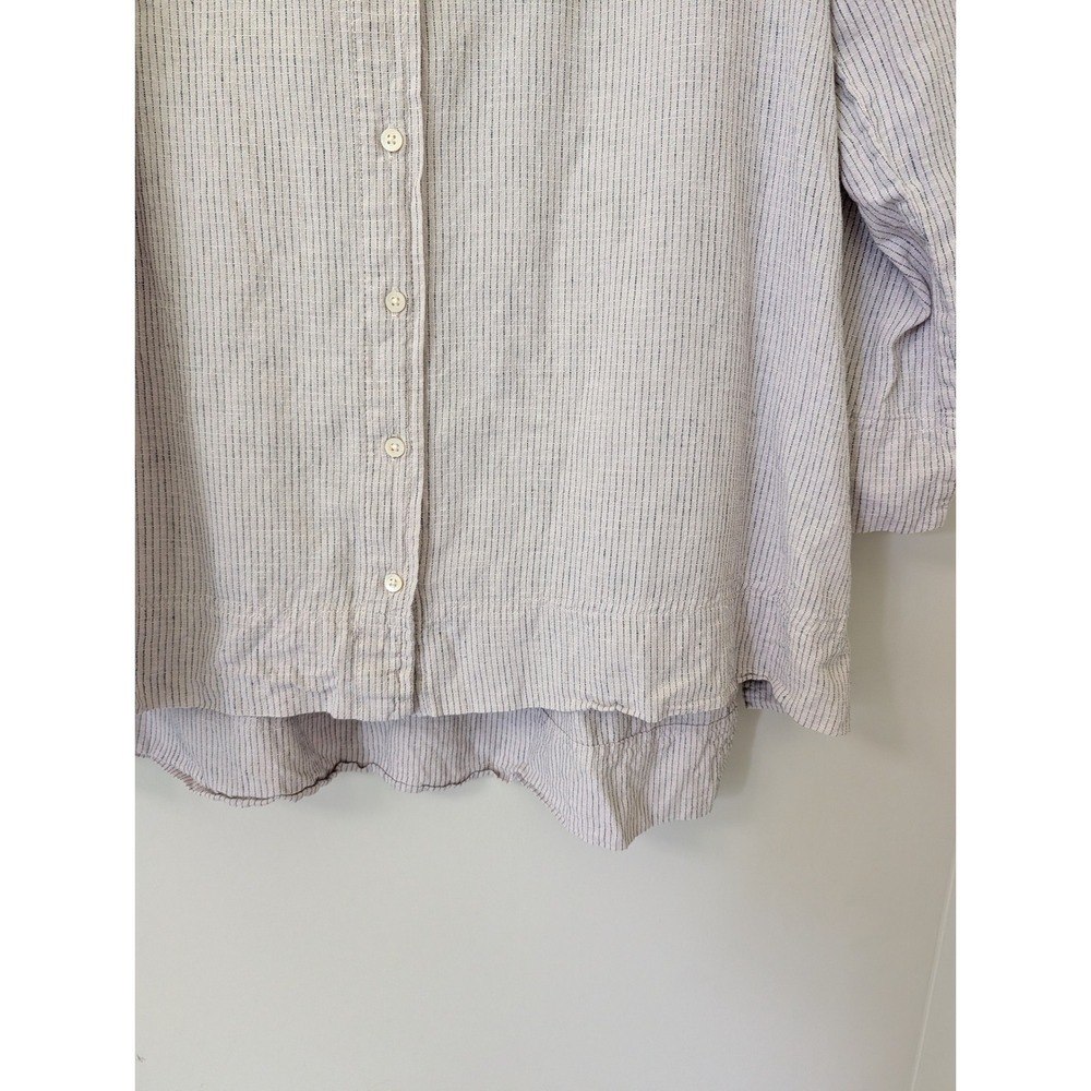 Poetry Hemp Organic Cotton Pinstripe Tunic Top Gray‎ White US 6 UK 10 UL07 - Picture 6 of 12